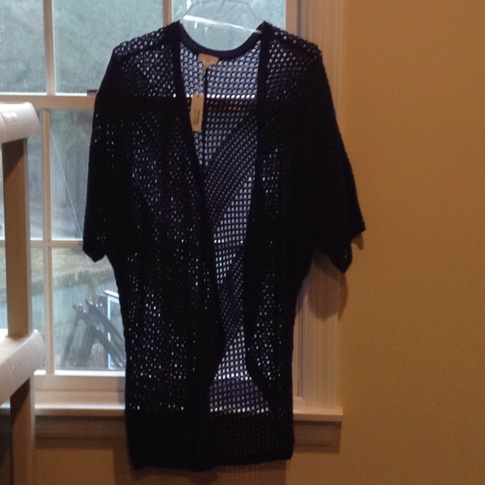 Knitted crochet open front contemporary cardigan